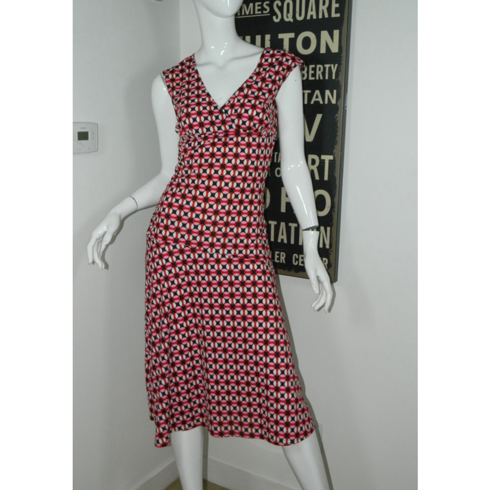 Byer Too! California Dress Size Medium‎ Black Pink Vintage Y2K Geometric Midi